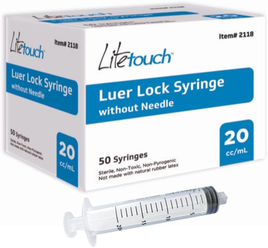 20Ml Luer Lock Syringe, Sterile, Individually Sealed - 50 Syringes per Box (NO NEEDLE)