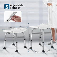 HSA/FSA Eligible Shower Chair for inside Shower, 450LBS Shower Stool for inside Shower with Cross Reinforcement,  5 Adjustable Heights Shower Seats for Adults, Shower Bench 3 Mins Assembly