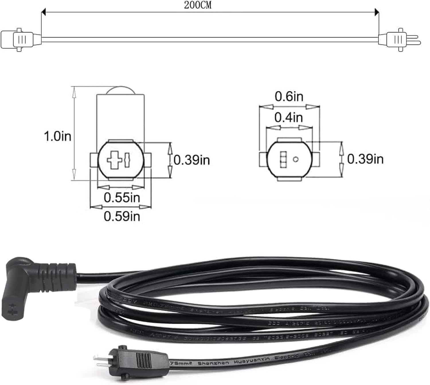 Universal 2-Pin Power Cord for Recliners with Extension Cable