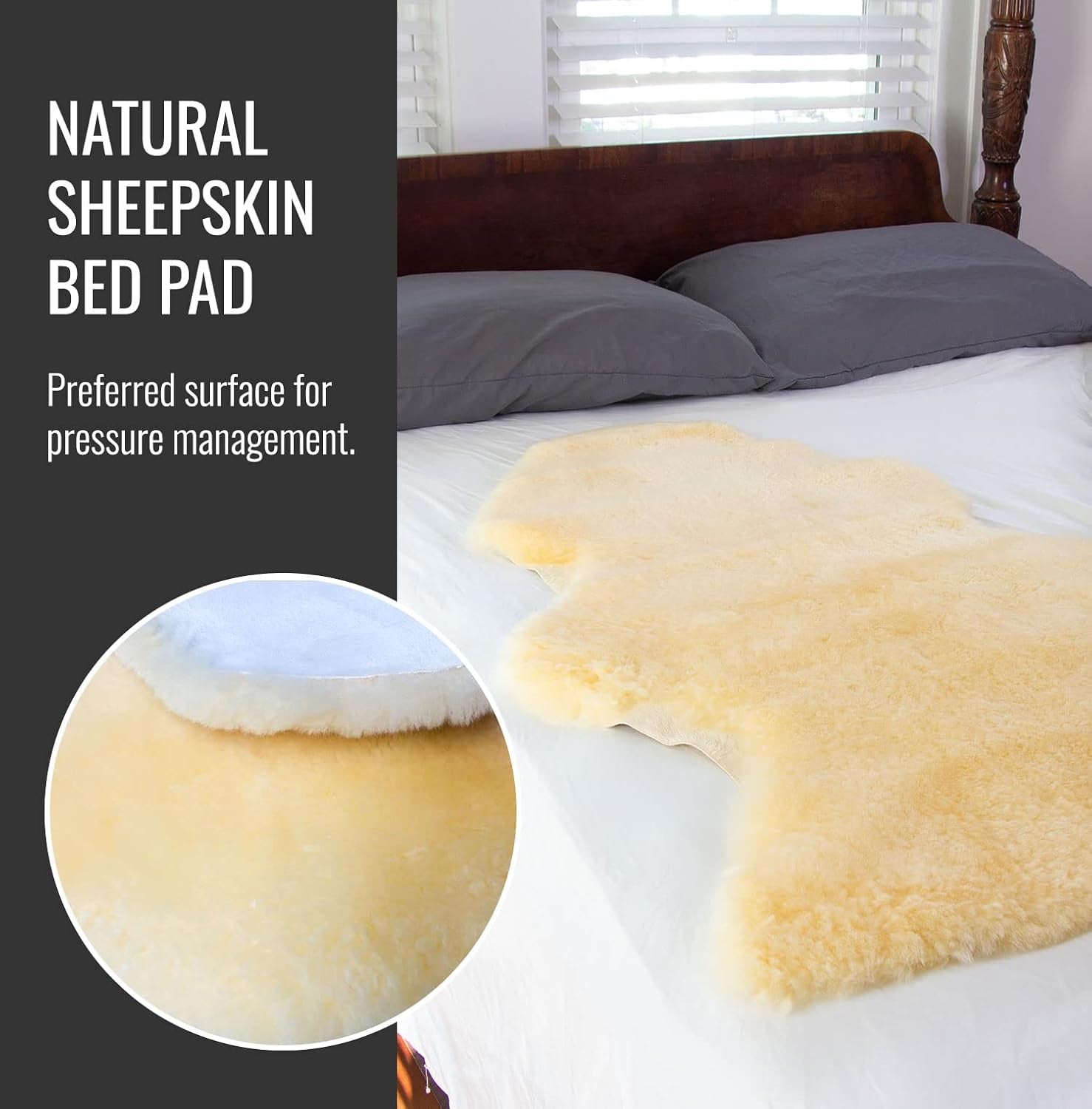 Natural Sheepskin Medical Bed Mattress, Sheepskin for Bed Sores, Pressure Pad, Wool Mattress Pad, Bed Sore Prevention, Washable, 8 to 9 Square Feet, Beige