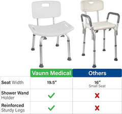 Tool-Free Assembly Adjustable Shower Chair Spa Bathtub Seat Bench with Removable Back