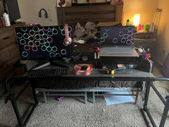 Overbed Table with Wheels, Queen Size Mobile Computer Desk Standing Workstation Laptop Cart, over Bed Table with Heavy Duty Metal Leg