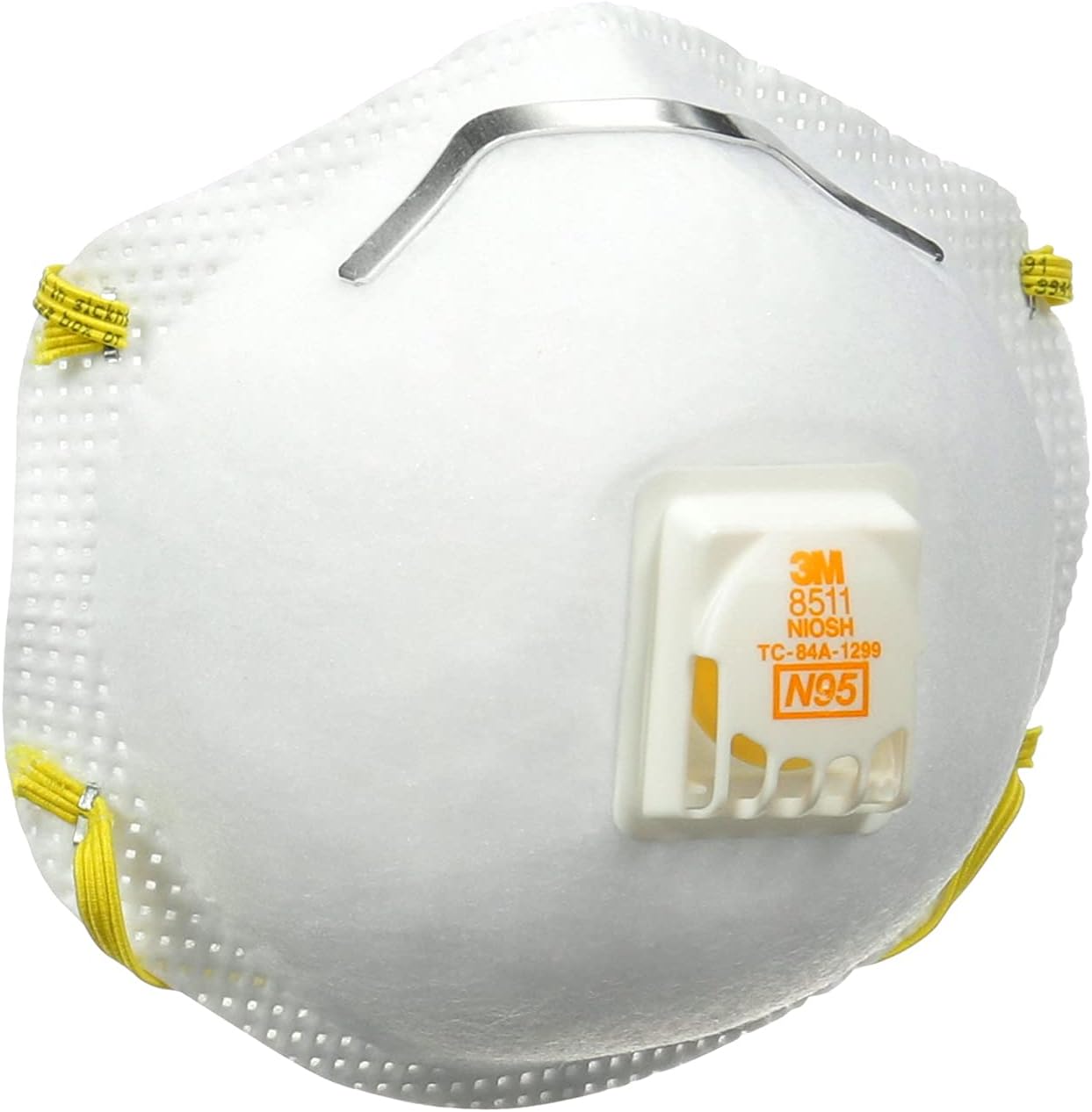 3M N95 Respirator 8511, 10 Pack, NIOSH-APPROVED N95, Features 3M COOL FLOW Exhalation Valve, Relief From Dusts & Certain Particles During Sanding, Pollen, Mold Spores, Dust Particles (8511DB1-A-PS)