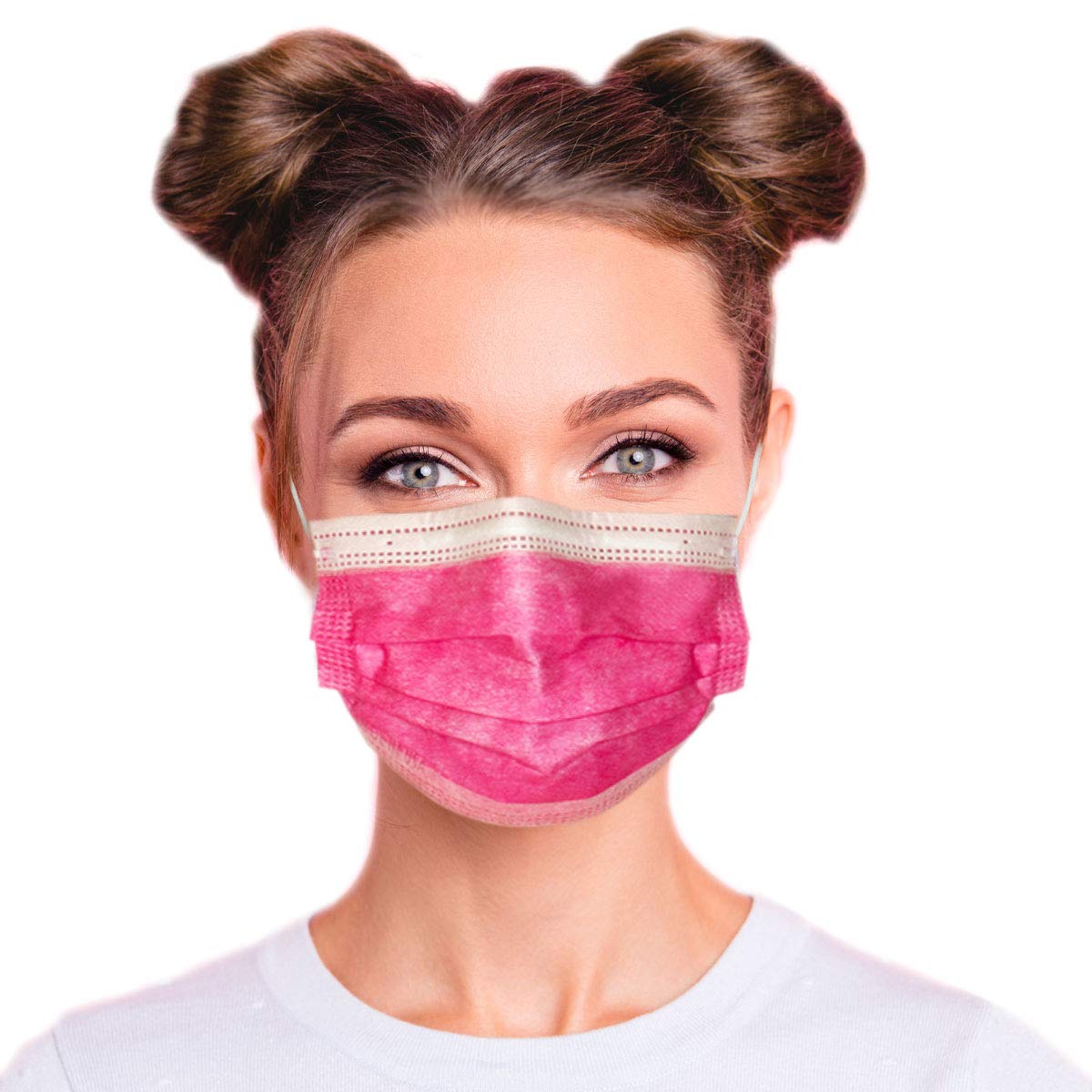 Lutema ASTM Level 3 Disposable 4-Ply Face Mask - Made in USA - Certified by Eurofins and Nelson Labs | 4 Layer Masks with Filtration Efficiency >=98% - Flamingo Pink (50 PCS)