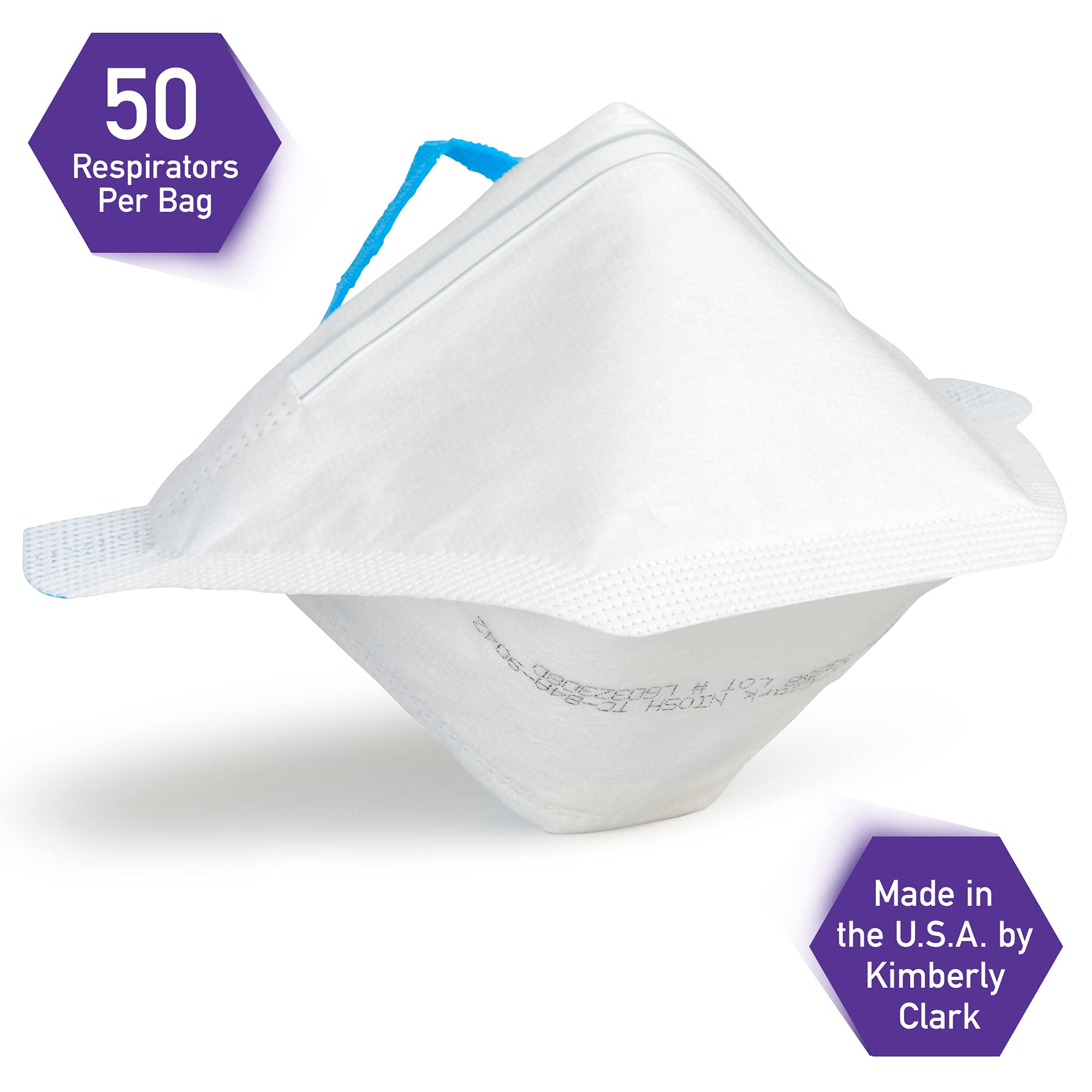 Kimberly-Clark Professional N95 Pouch Respirator (54066), NIOSH-Approved, Made in The USA, Small Size, 50 Respirators/Bag (Pack of 1)