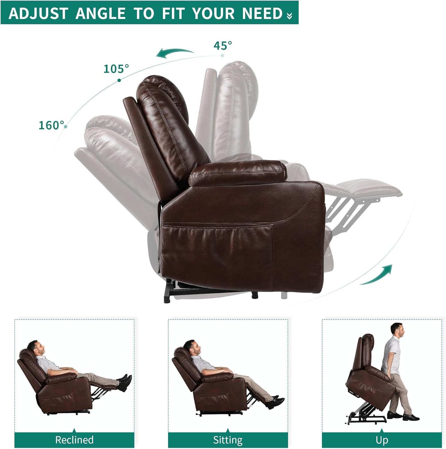 Power Lift Recliner Chair with Massage & Heat for Elderly � Brown