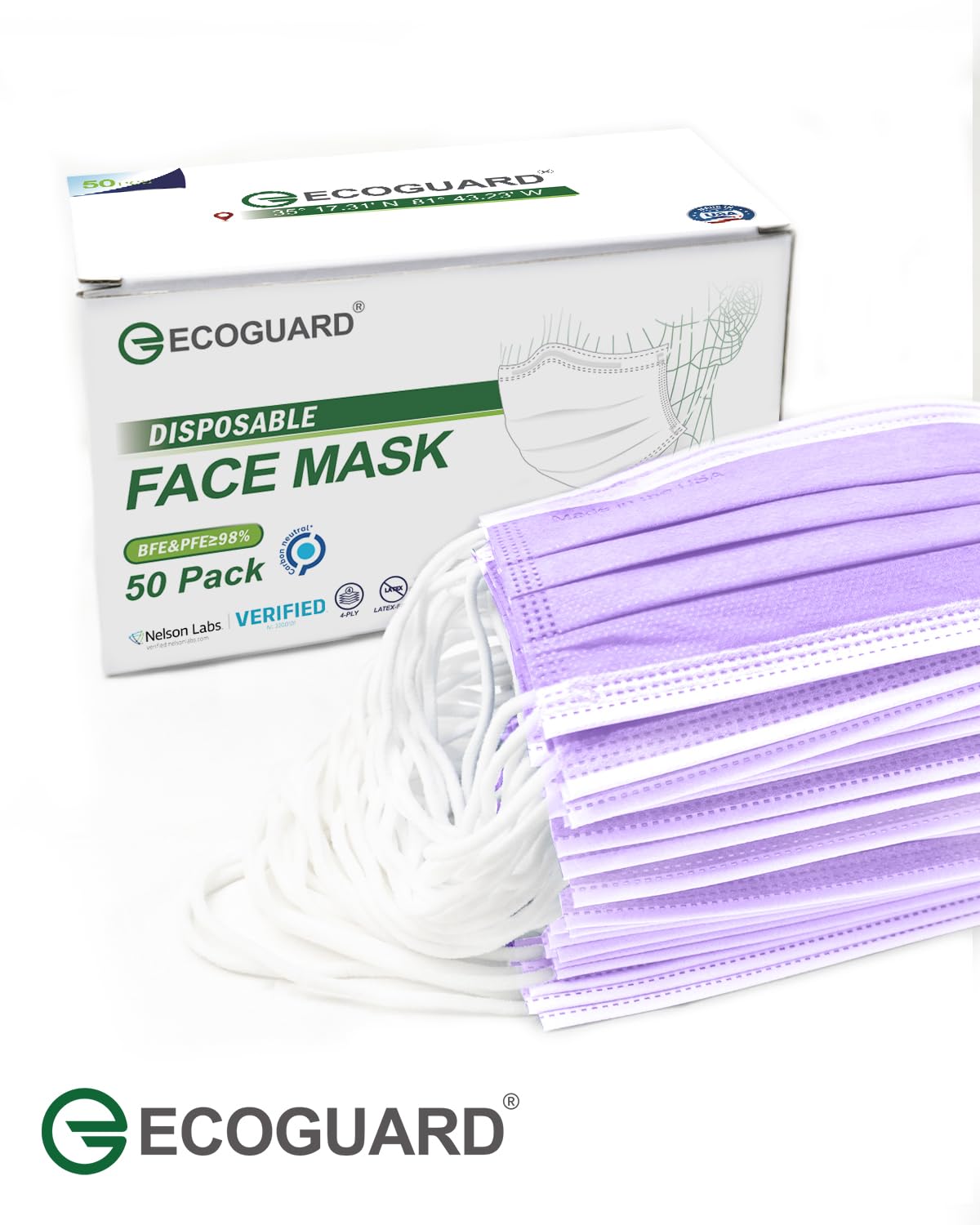 4-Ply Face Mask Made in USA, Disposable Face Masks ASTM Level 3, Grey Adult Face Masks Disposable, with Elastic Earloop and Adjustable Nose Wire, Brearhable Comfortable 50 Pack