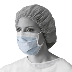 Medline NON27408ELZ ASTM Level 1 Procedure Face Mask with Anti-Fog Strip & Ear Loops, Blue