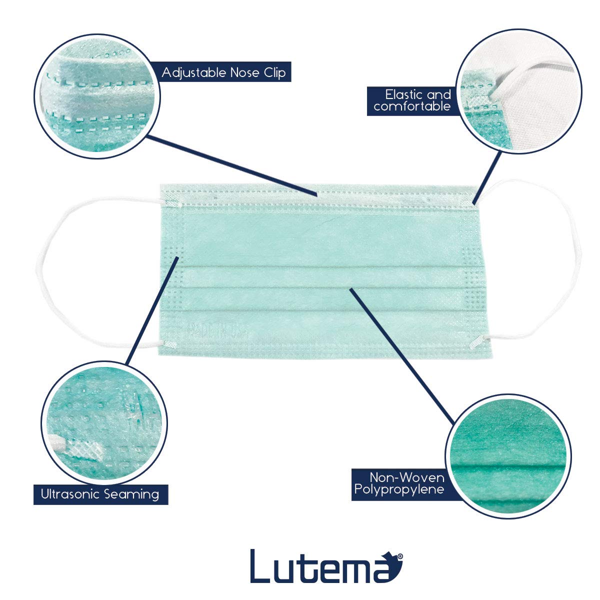 Lutema ASTM Level 3 Disposable 4-Ply Face Mask - Made in USA - Certified by Eurofins and Nelson Labs | 4 Layer Masks with Filtration Efficiency >=98% - Flamingo Pink (50 PCS)