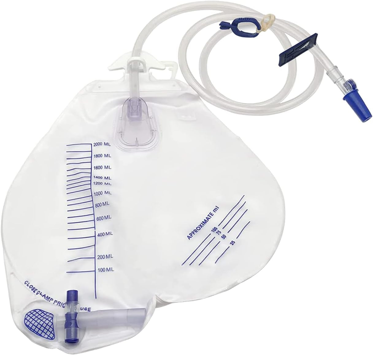 Urinary Drainage Bag with Anti-Reflux, 2000Ml (Pack of 5)