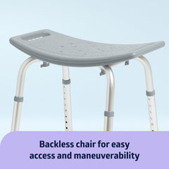 Shower Chair without Back, Bath Bench Supports up to 400 Lbs, Gray