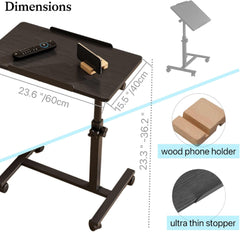 Over the Bed Table with Wheels Adjustable Height Bedside Table Rolling Desk Laptop Bed Table Tray Table Portable Desk Hospital Table (Black)