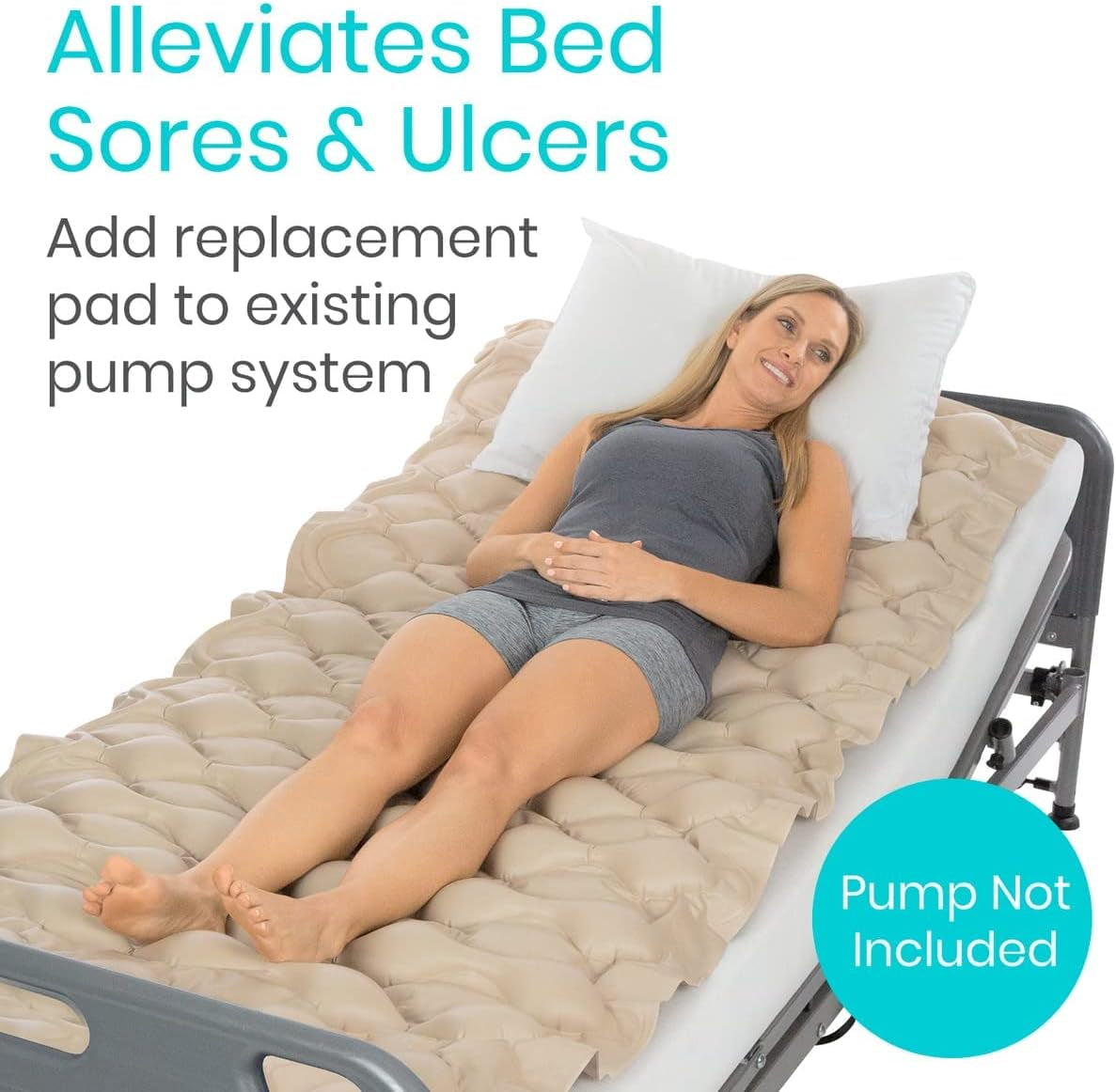 Alternating Air Pressure Mattress Pad Replacement - the Original Bed Sore Prevention Solution - Hospital & Home Mattress Topper - Includes Waterproof Inflatable Ulcer Cushion Pad, Heat Resistant