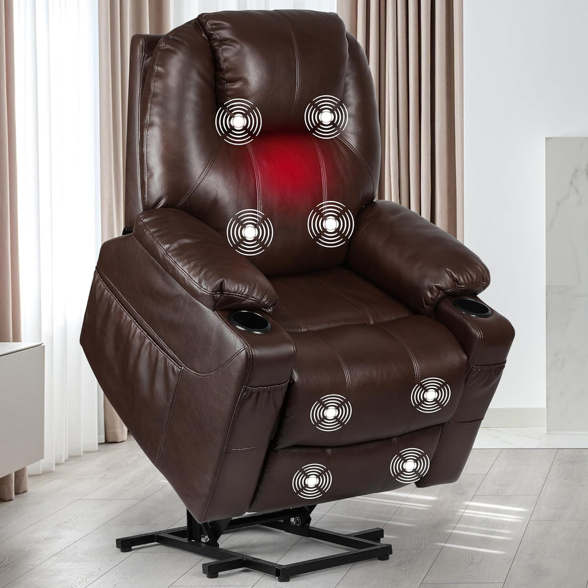 Power Lift Recliner Chair with Massage & Heat for Elderly � Brown