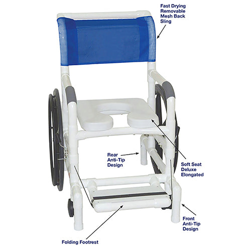 Shower Chair PVC Multi-Purpose w/Wheels & Folding Footrest