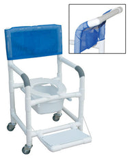 Shower Chair PVC Dlxe Drop Arm w/Folding Footrest & Sq. Pail