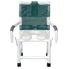 Shower Chair w/Soft Seat Dlx Elongated  Dual Drop Arm