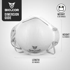 BIELCOR B200 N95 Particulate Respirator, 95% Filtration Breathing Face Masks Disposable (20 Pack), CDC | NIOSH Certified