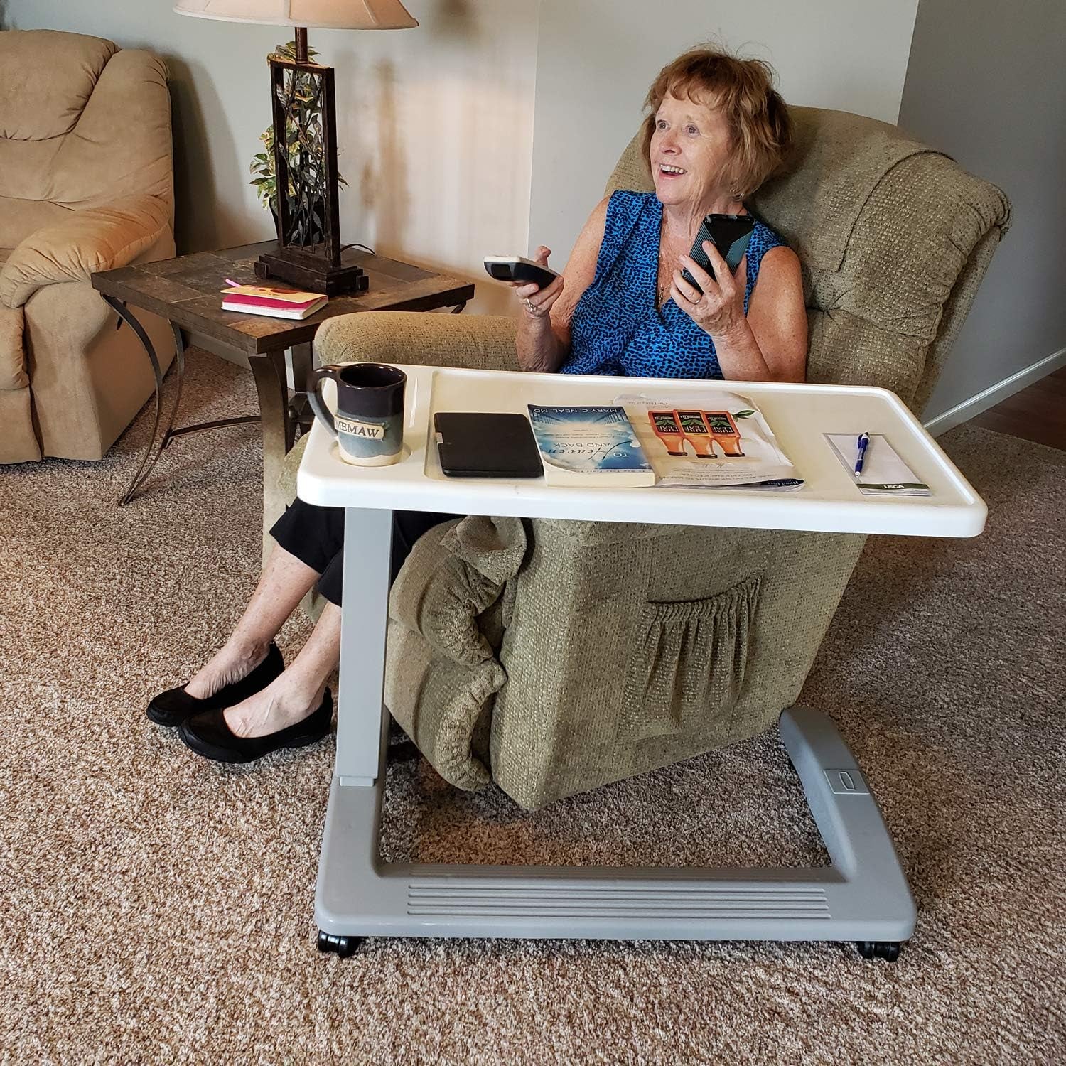 Overbed Table and Hospital Bed Table - Table with Wheels - over the Bed Table for Home Use and Hospital, Bedside Table with Wheels, over Bed Desk, over Bed Table with Wheels