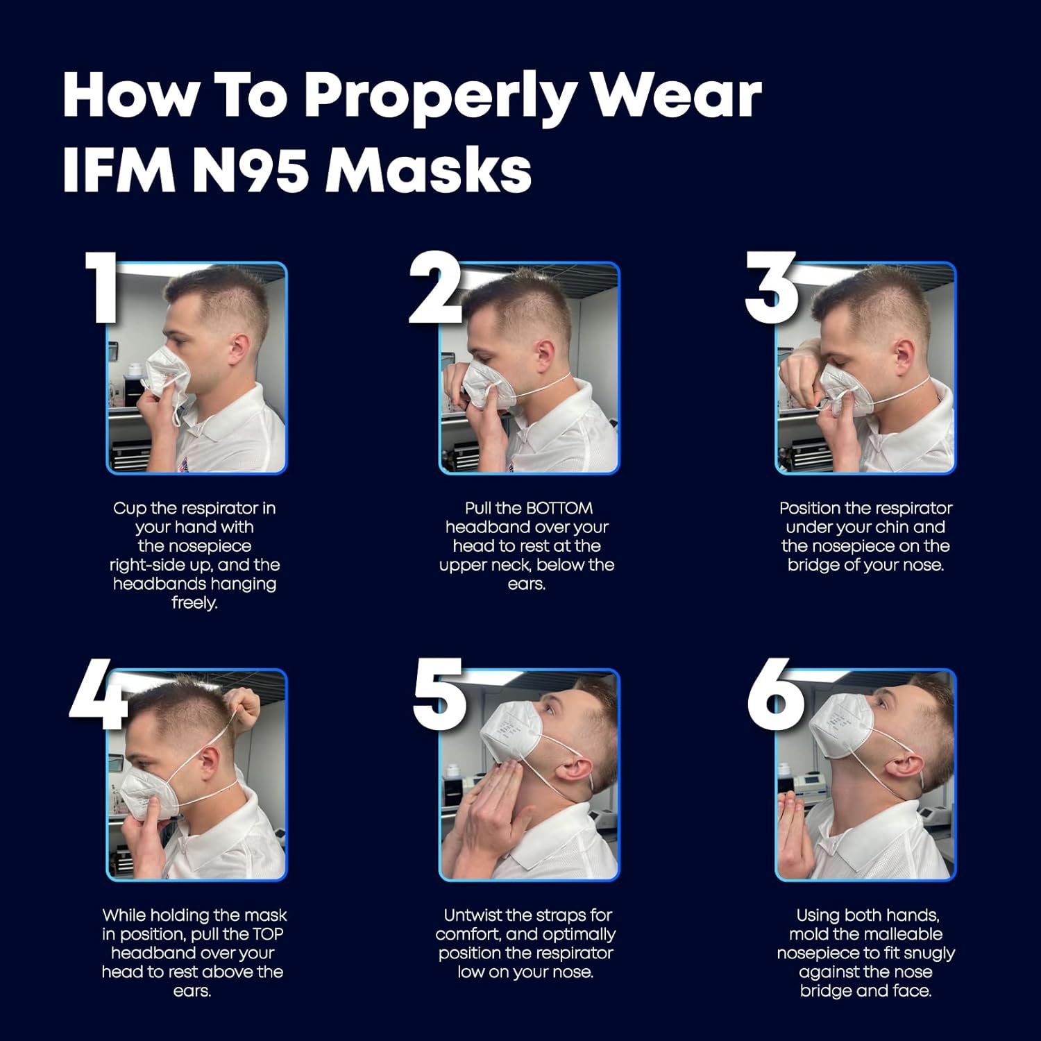 N95 Respirator Masks | Box of 25 | NIOSH APPROVED N95 | Made in USA | Particulate Respirator >95% | Individually Wrapped | Universal Fit | Certified Particulate Respirators