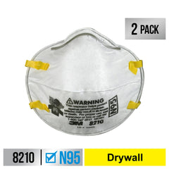 3M N95 Performance Respirator 8210, 2 Pack, Drywall Sanding, NIOSH-APPROVED N95, Advanced Filter Media For Easy Breathing, Cushioning Nose Foam, Adjustable Noseclip, Stretchable Straps (8210D2-DC)