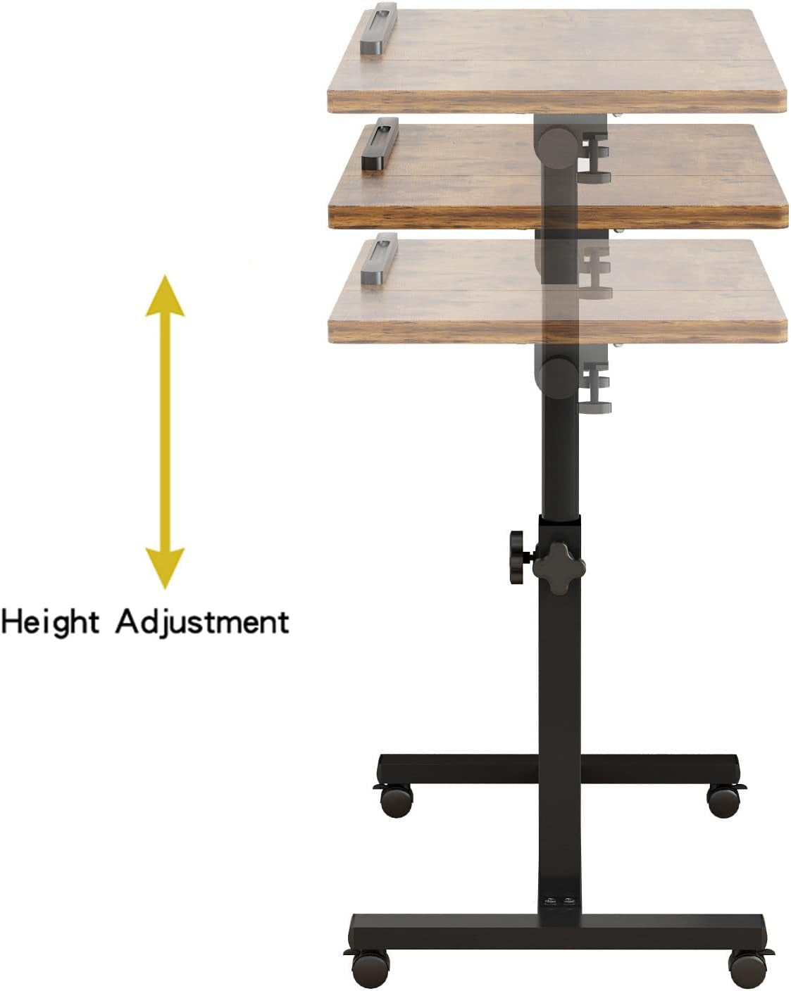 Overbed Bedside Desk Mobile Rolling Laptop Stand Tilting Overbed Table with Wheels Height Adjustable Tray Table for Laptop Bed Sofa Side Table