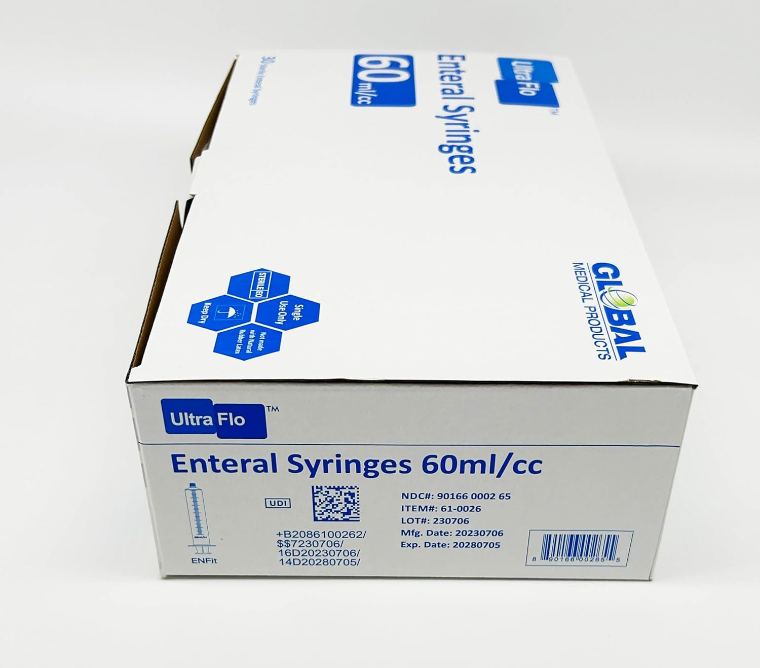 Ultraflo 60Cc Enteral Feeding Syringes by  - Enfit & ISO 80369-3 Certified, Bpa/Dehp/Latex-Free, Transparent Barrel (60CC, QTY 30)