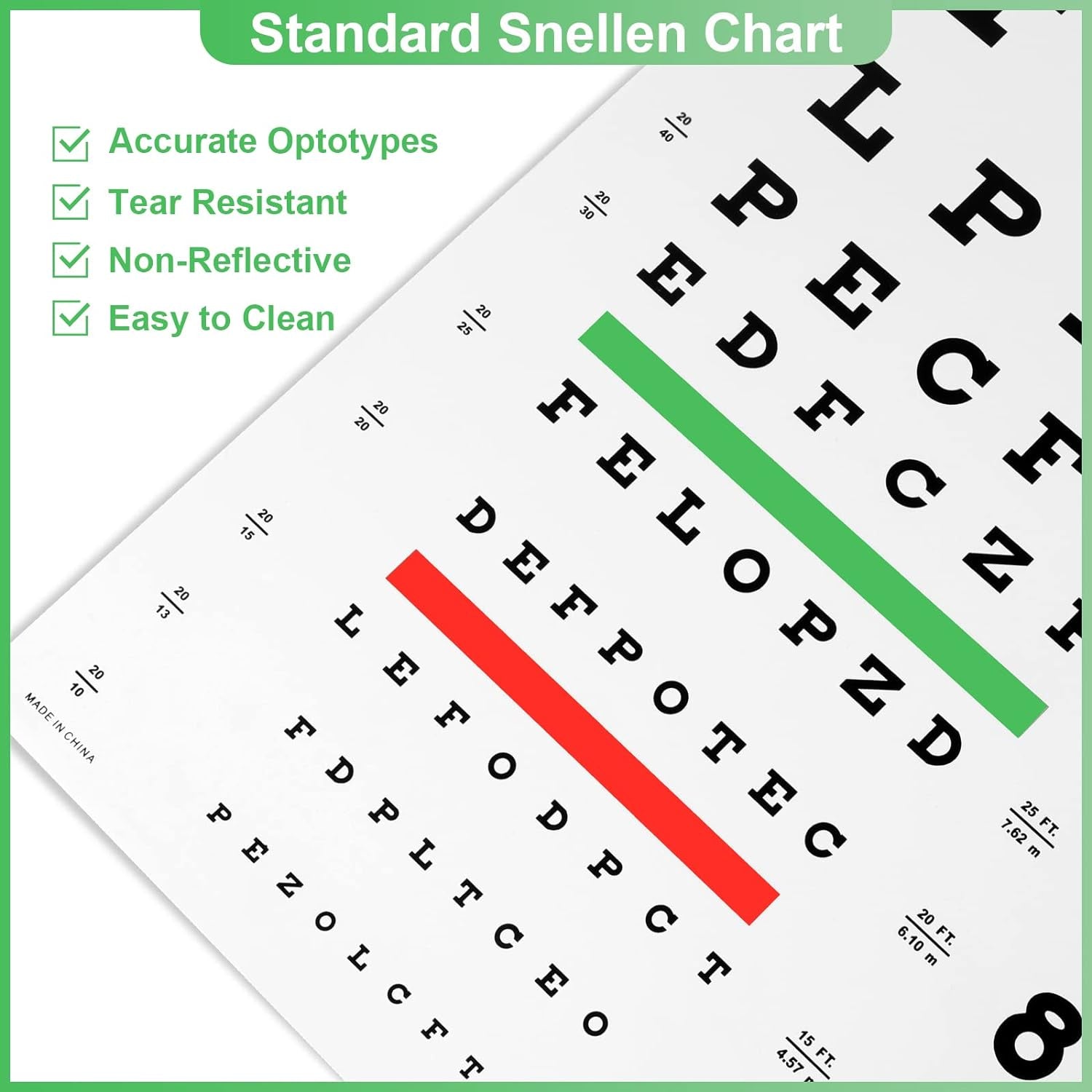 Snellen Eye Chart, Eye Charts for Eye Exams 20 Feet 22×11 Inches, Low Vision Eye Test Charts for Wall Décor Kids Gifts