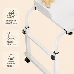 GHT Table for Bed Rolling Overbed Table Bedside Table with Wheels (White NO Baffle_120*45Cm/47 * 17.5IN)