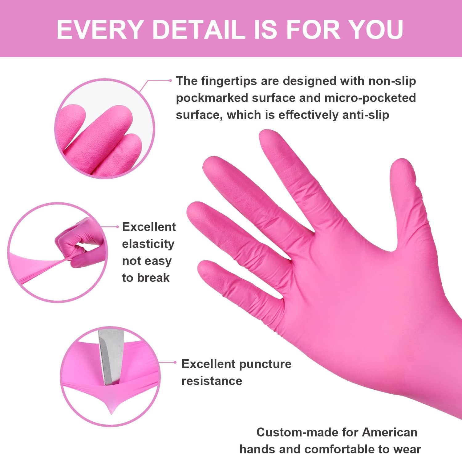 Pink Nitrile Gloves � 100 Pcs, Powder-Free