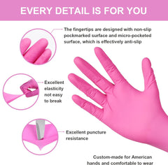 Pink Nitrile Gloves � 100 Pcs, Powder-Free