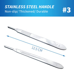 15 Pack Surgical Blades #10 with Stainless Steel Scalpel Handle, High Carbon Steel Dermablade Blades Individually Wrapped Sterile for Dermaplaining, Podiatry, Crafts & More