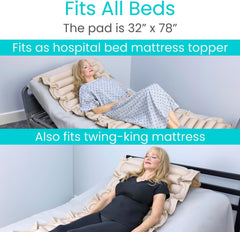 Tube Alternating Air Pressure Mattress Pad - the Original Bed Sore Prevention Solution - Hospital & Home Mattress Topper - Includes Waterproof, Heat Resistant Ulcer Cushion & Whisper Quiet Pump