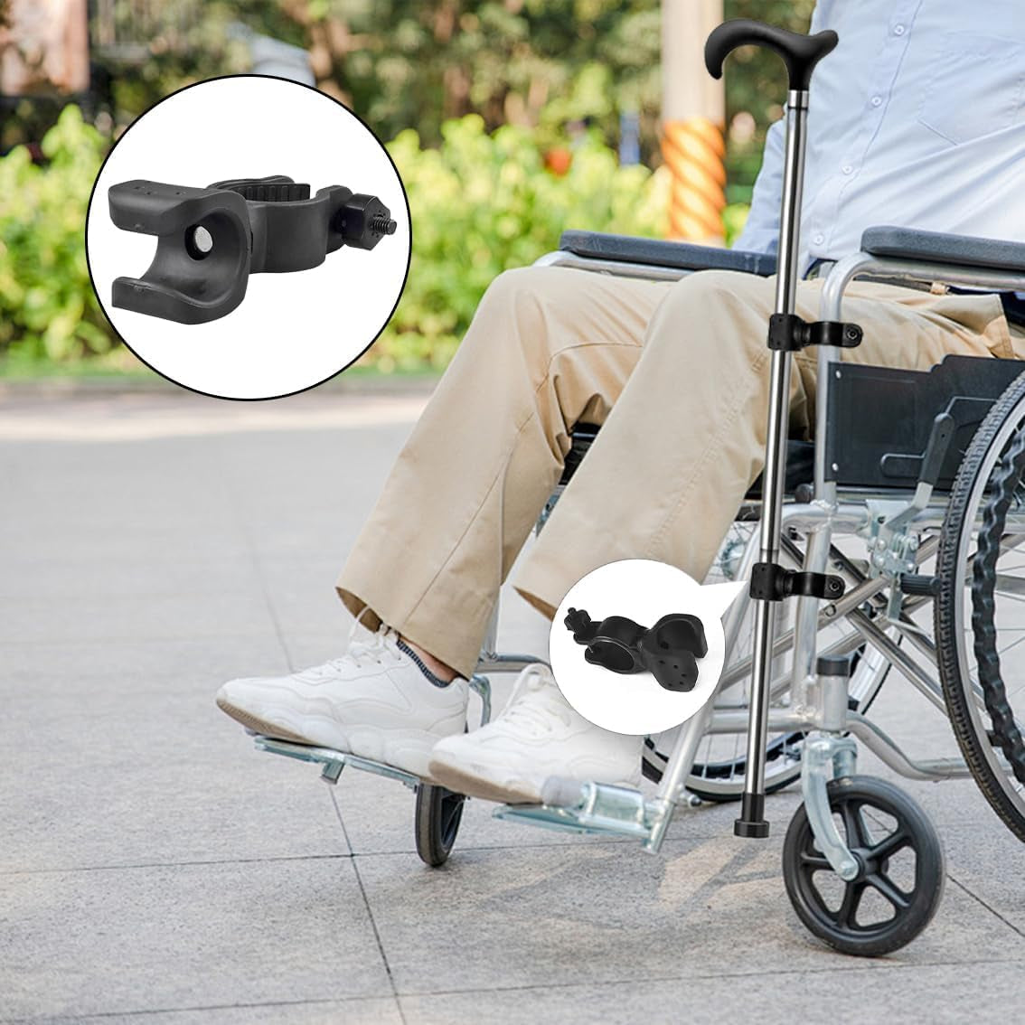 2-Piece Wheelchair Cane Holder Kit (Universal Fit)