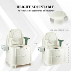 Adjustable Bedside Commode with Arms & Night Light