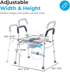 Raised Toilet Seat - Adjustable, 300 Lbs Capacity - Size: One Unit