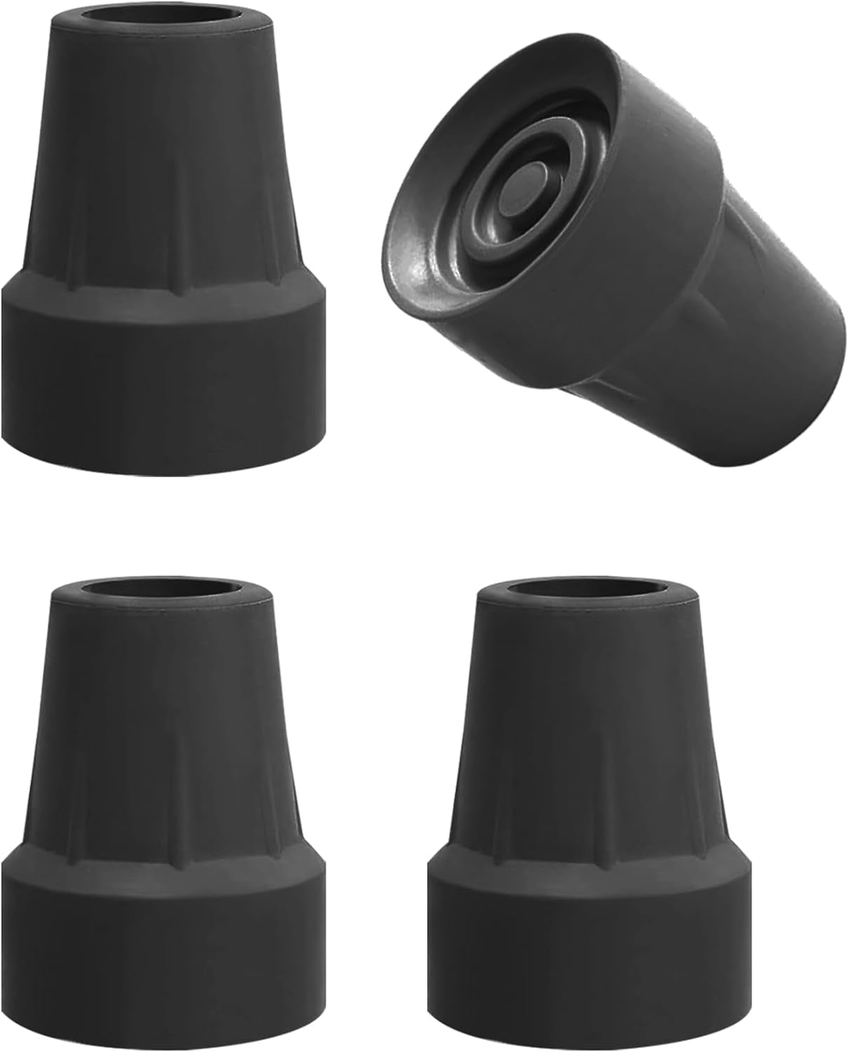 4-Pack 3/4" Cane Tips | Heavy Duty Rubber Tips (Black)