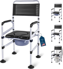 4-In-1 Heavy Duty Commode Chair for Seniors - Portable with Handles