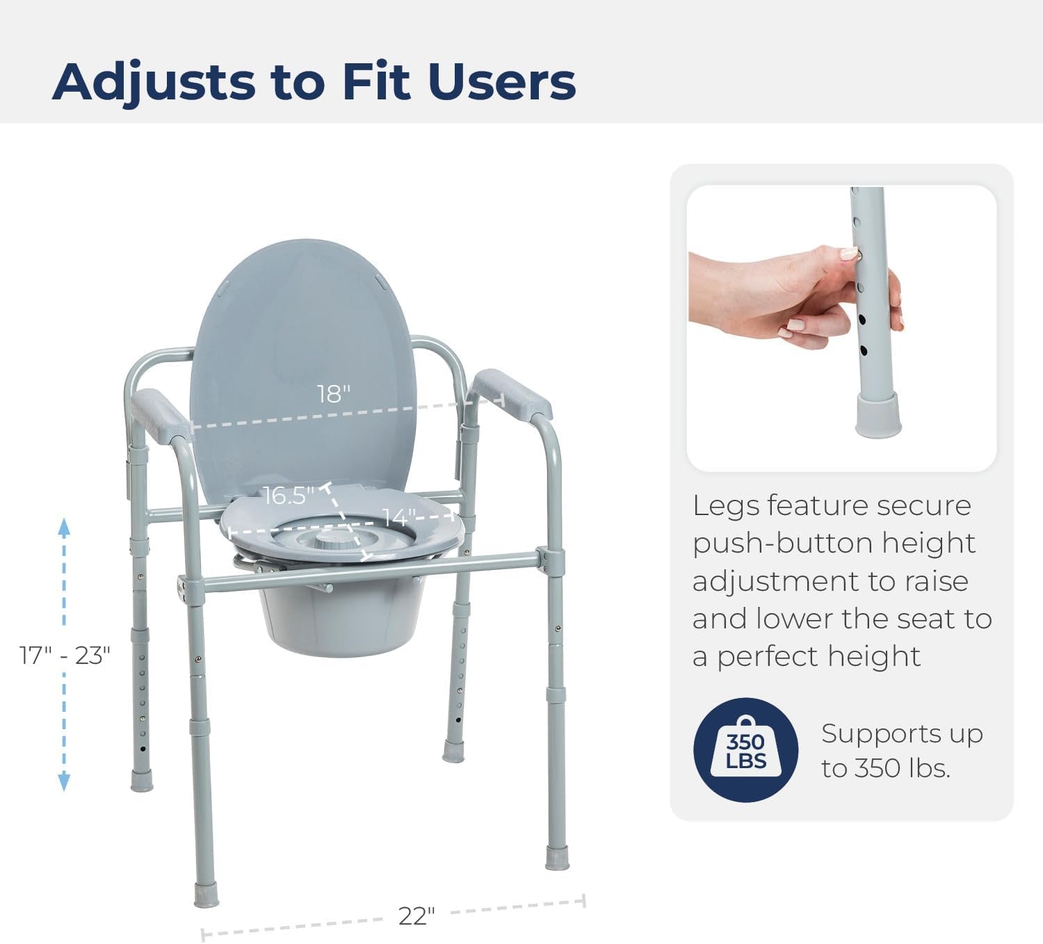 Folding Commode - 350 Lb Capacity