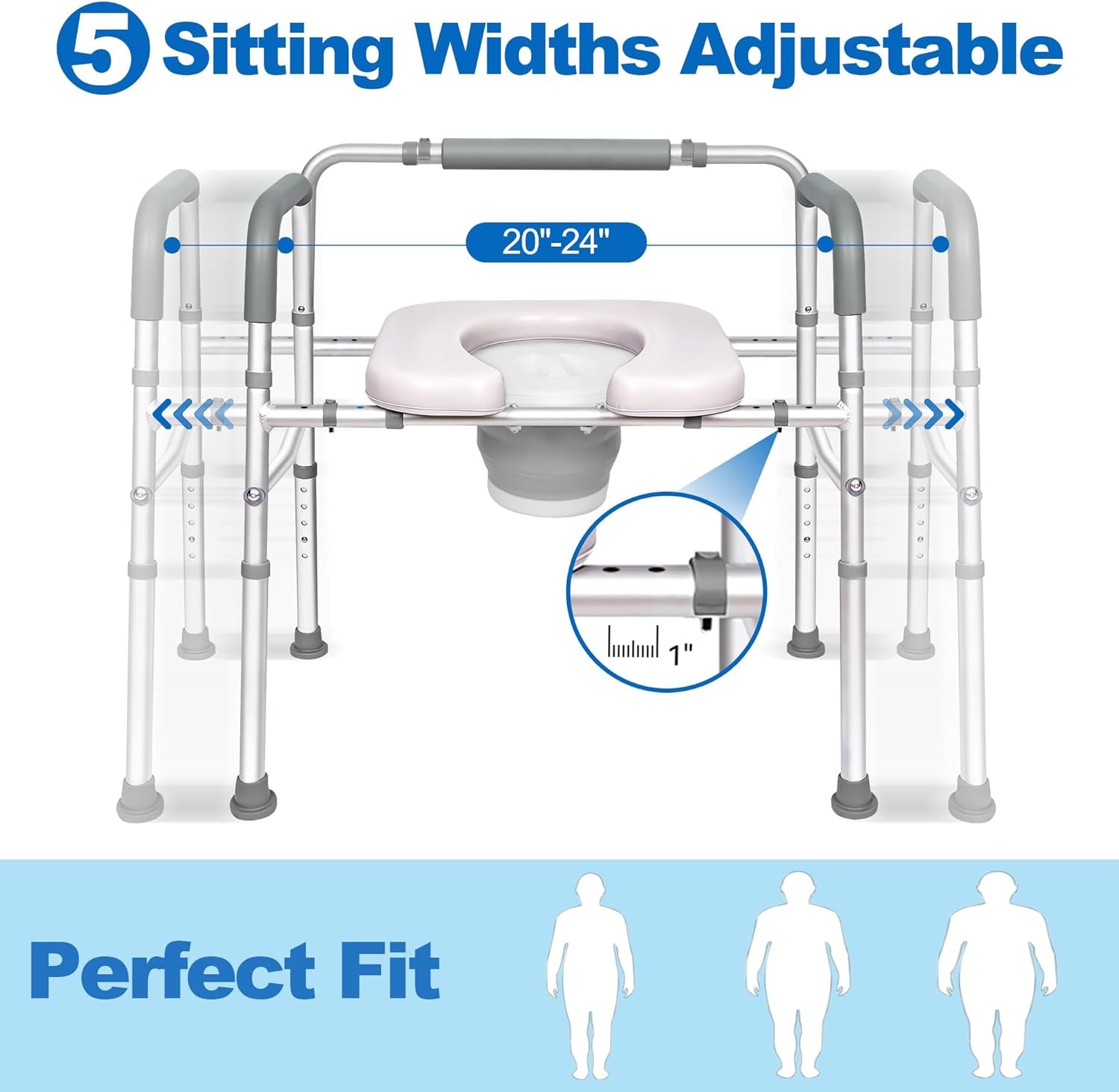 Heavy Duty 3-In-1 Commode - 500 Lb Capacity, Adjustable Width