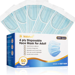 FDA Registered ASTM Level 3, Adult 4 Ply Individually Wrapped Disposable Medical Face Mask