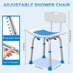 Shower Chair for inside Shower with Removable Back, FSA/HSA Eligible 400 Lbs Heavy Duty Bath Chair for Bathtub, Safety Bath Seat Bath Stool for Seniors and Disabled