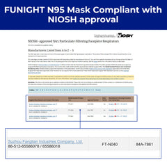 Funight N95 Mask 20 Pack NIOSH Certified Respiratory Particulate Filtering Face Mask Personal Protective Use Comfortable Protection Box of 20 Face Masks