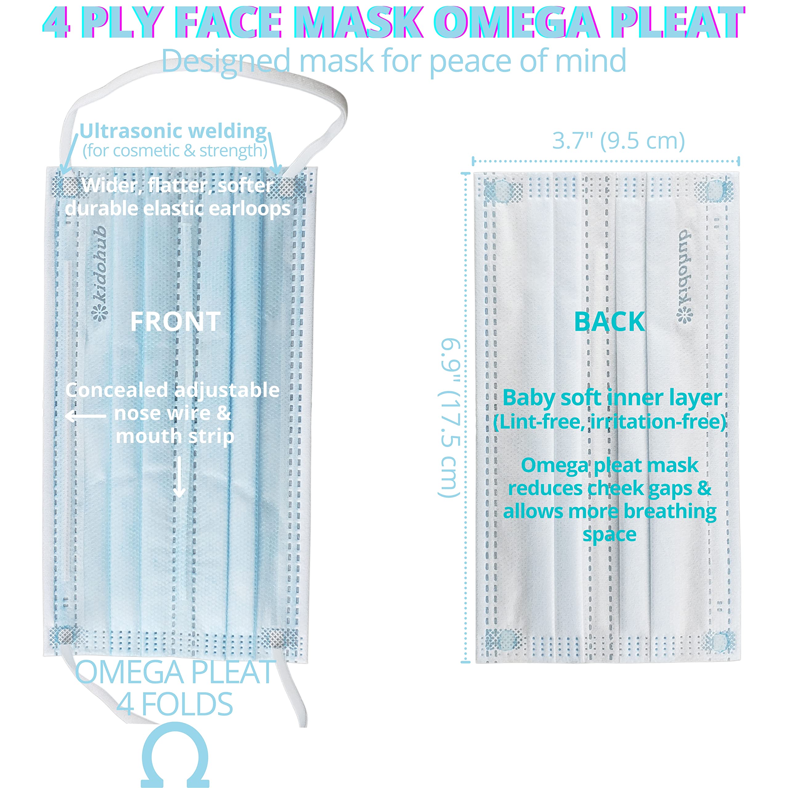 FDA Registered ASTM Level 3, Adult 4 Ply Individually Wrapped Disposable Medical Face Mask