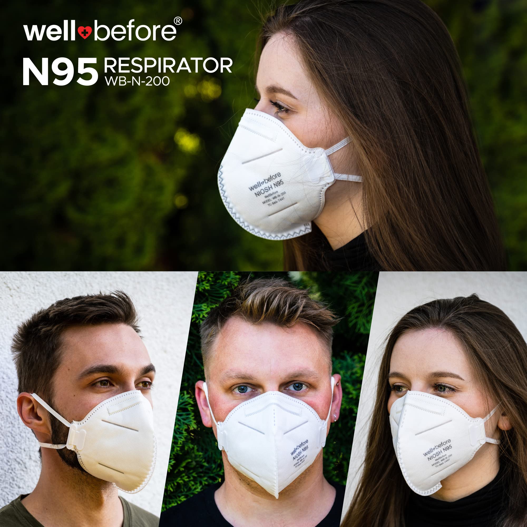 N95 Mask NIOSH Approved - Respirator Face Masks Individually Wrapped N95 Masks - Pack Of 10, White