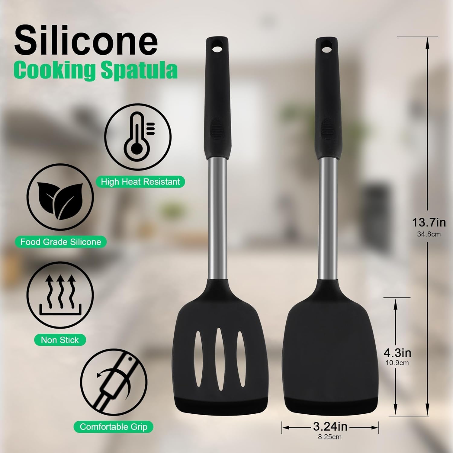 2-Pack Silicone Spatula Set, 2 Spatulas