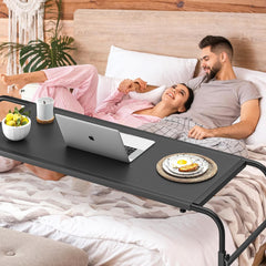 Overbed Table with Wheels,Rolling Desk over Bed Adjustable Height,Mobile Standing Laptop Table over Bed King Queen for Hospital and Home,Black