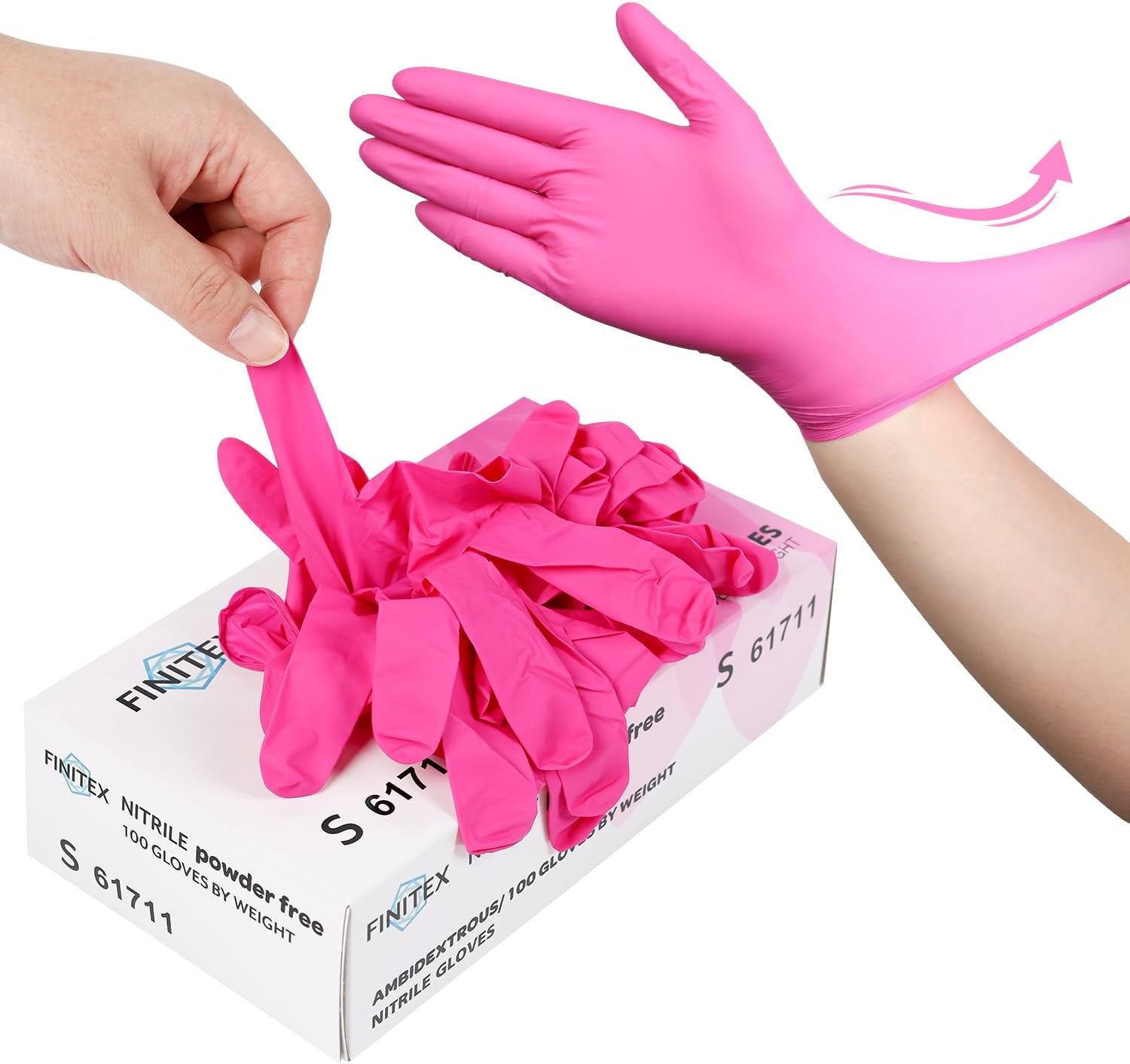 Pink Nitrile Gloves � 100 Pcs, Powder-Free