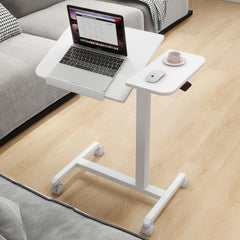 Adjustable Tilt Overbed Bedside Table with Wheels Mobile Laptop Standing Desk Portable Rolling Computer Cart Movable End Table Sofa Side Table for Home Hospital Use