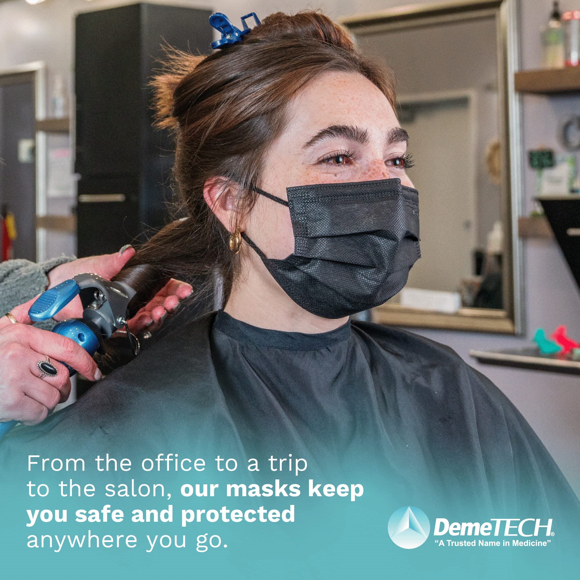 DEMETECH ASTM Level 3 Protective 3-Layer Face Mask, Ear-Loop Style, Adult Mask